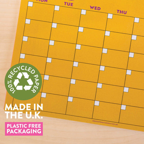 A4 Undated Monthly Calendar | Colourburst