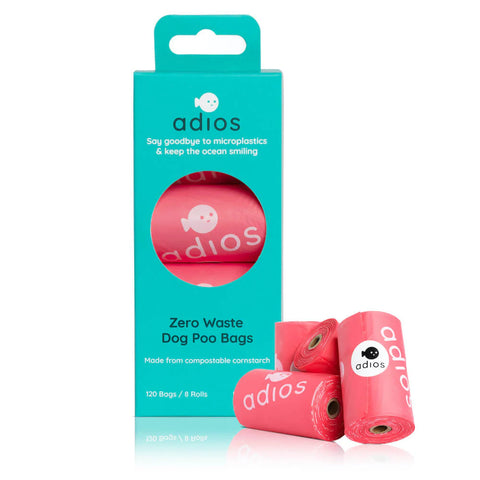 Compostable Dog Poo Bags | 8 Pack | Hot Pink
