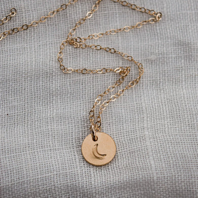 Gold Moon Disc Necklace | 40cm
