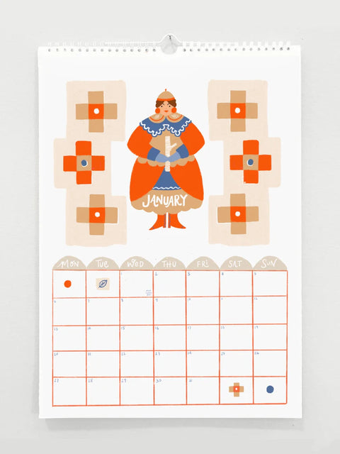 2025 Folk Ladies Wall Calendar