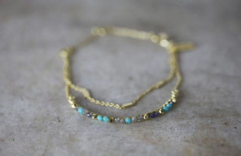 Aja | Lolite, Labradorite And Chalcedony Bracelet