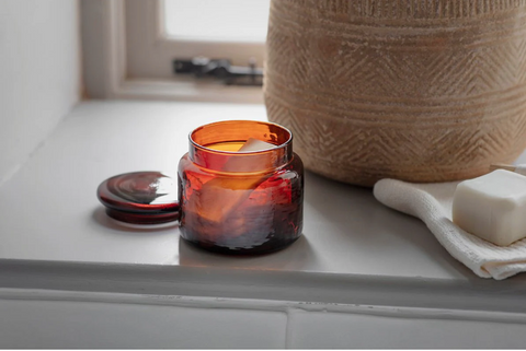 Ilcoso Recycled Glass Storage Pot, Amber