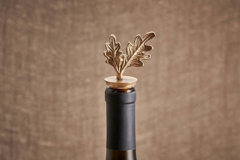 Brass Oak Leaf Bottle Stopper | Nkuku