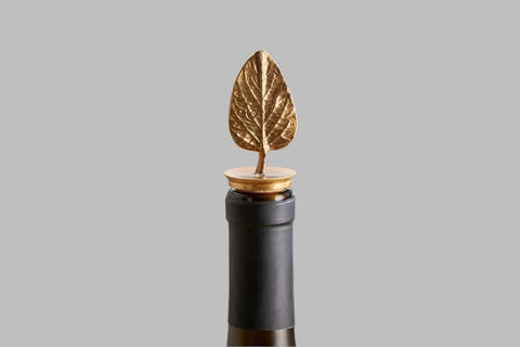 Brass Poplar Leaf Bottle Stopper | Nkuku