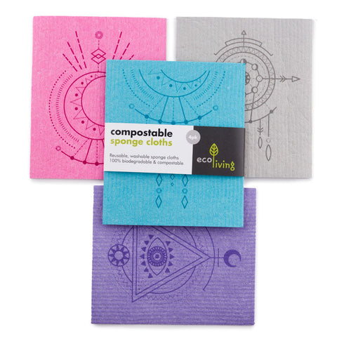 Compostable Sponge Cloths x 4 | Printed