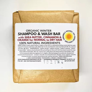 Shampoo & Wash Bar | Organic | Winter Cinnamon, Orange & Shea Butter | Sand Angels
