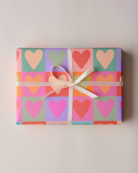 Rainbow Love Hearts Wrapping Paper