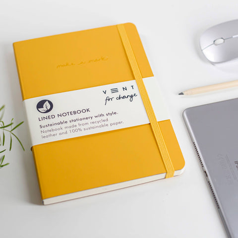 Make a Mark Recycled Leather A5 Journal | Notebook: Mustard Yellow