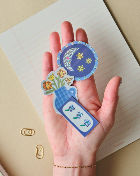 Holographic Sticker | Moon and Stars