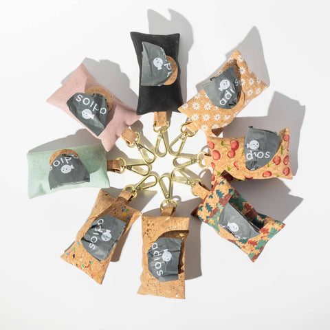 Natural Cork Poo Bag Holder: Rainbow Flecks