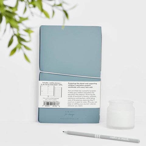 Make a Mark Refillable Planner Dusty Blue - Recycled Leather
