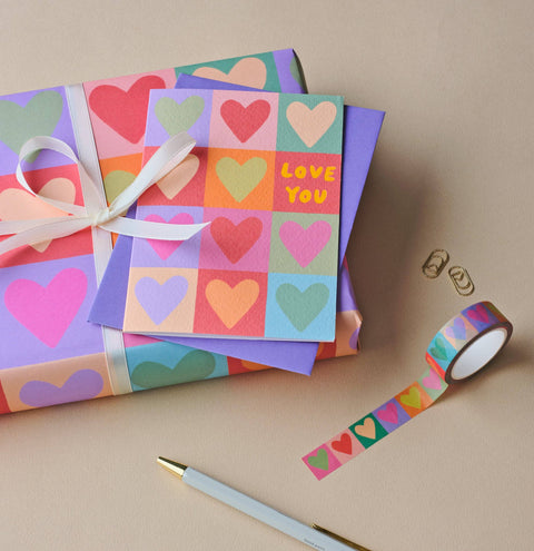 Rainbow Love Hearts Wrapping Paper