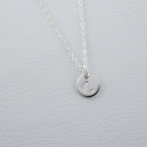 Silver Disc Necklace | Moon