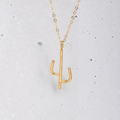 Gold Saguaro Cactus Necklace