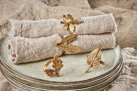 Brass Leaf Napkin Rings | Nkuku