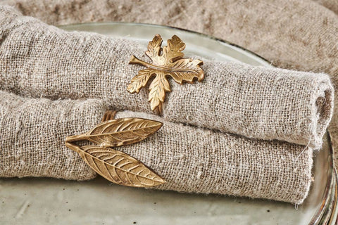 Brass Leaf Napkin Rings | Nkuku