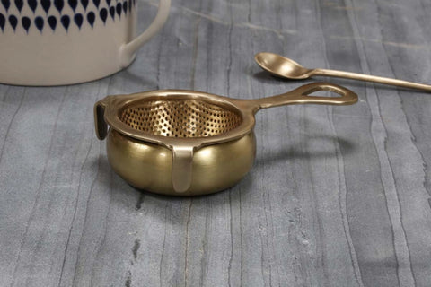 Antique Brass Tea Strainer | Nkuku