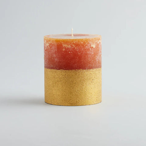 St Eval Gold Dipped Orange and Cinnamon Pillar Candle