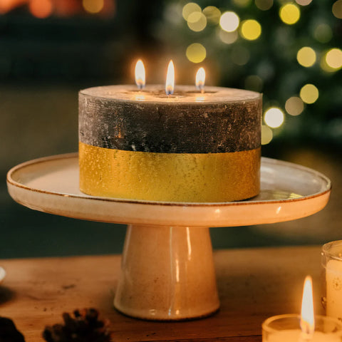 St Eval Gold Dipped Multiwick Pillar Candle | Winter Thyme