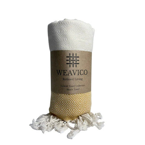 Cotton Beach Towel | Mustard Diamond