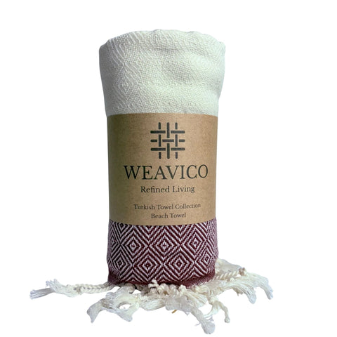 Cotton Beach Towel | Maroon Diamond