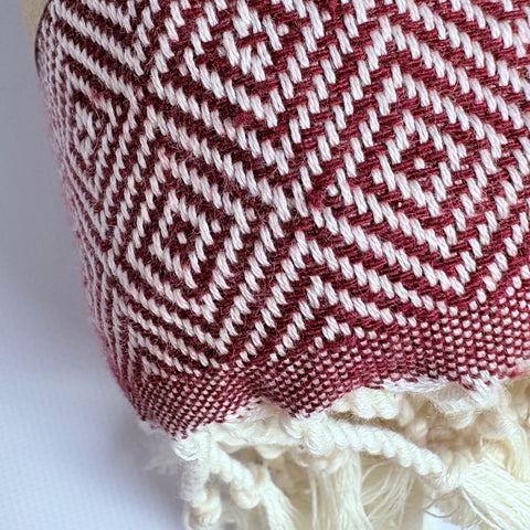 Cotton Beach Towel | Maroon Diamond