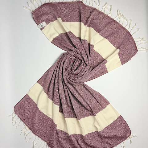Cotton Beach Towel | Maroon Diamond