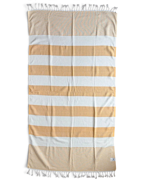 Cotton Beach Towel | Mustard Stripe