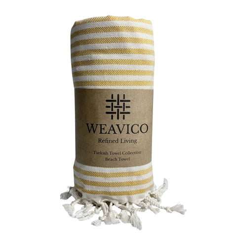 Cotton Beach Towel | Mustard Stripe
