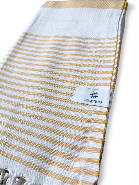 Cotton Beach Towel | Mustard Stripe