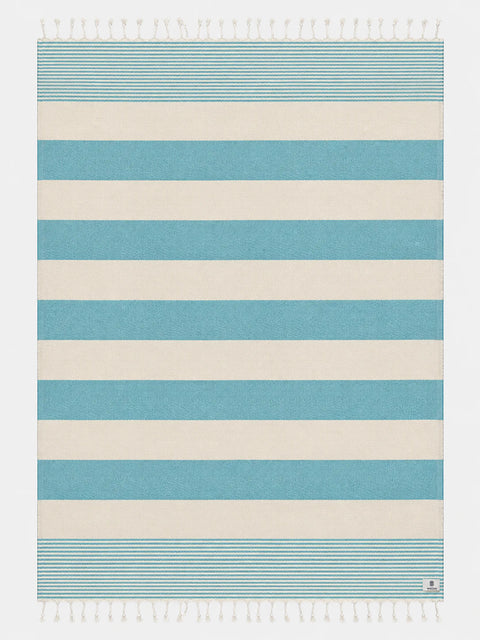 Cotton Beach Towel | Turquoise Stripe