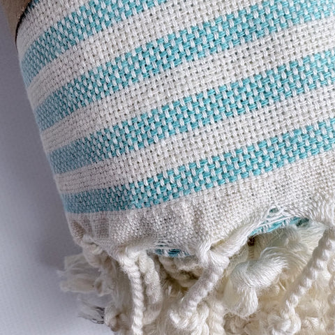 Cotton Beach Towel | Turquoise Stripe