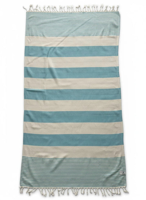 Cotton Beach Towel | Turquoise Stripe