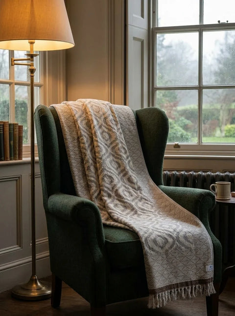 Cotton Throw Blanket | Beige & Brown