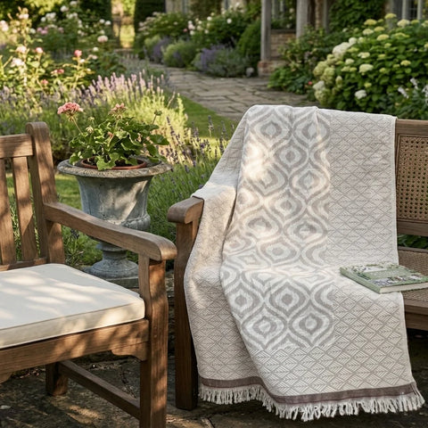 Cotton Throw Blanket | Beige & Brown