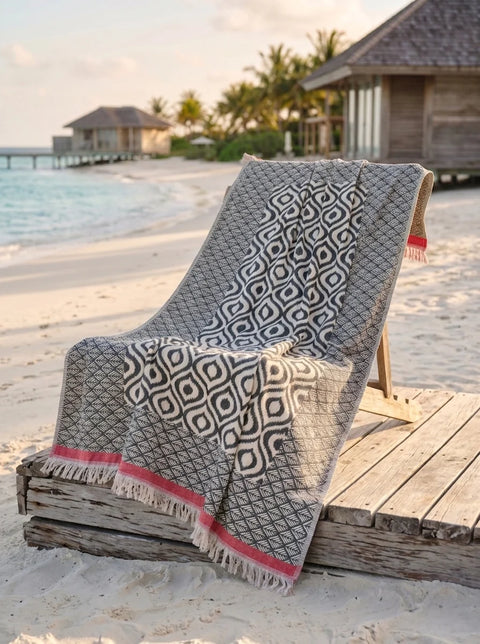 Cotton Throw Blanket | Green & Red