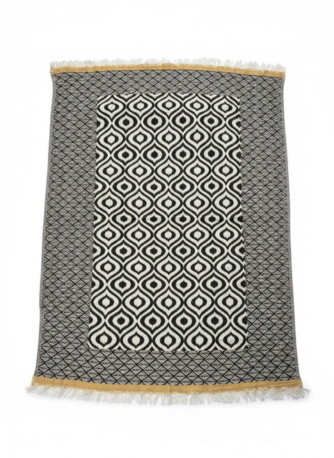 Cotton Throw Blanket | Black & Mustard