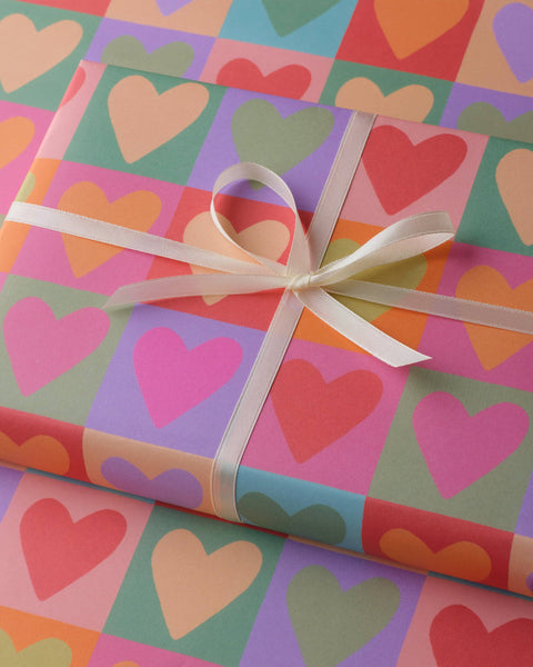 Rainbow Love Hearts Wrapping Paper