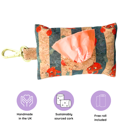 Natural Cork Poo Bag Holder: Rainbow Flecks