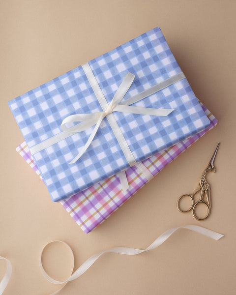 Blue Gingham Wrapping Paper